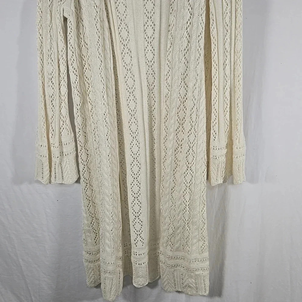 No Boundaries Crochet Bohemian Cream Long Cardigan Size XXXL - Picture 5 of 7